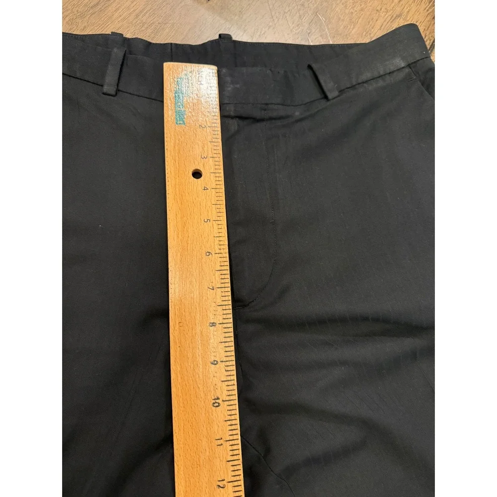 Perry Ellis Mens Classic Fit Black Dress Pants Trousers 33x30 Flat Front Work